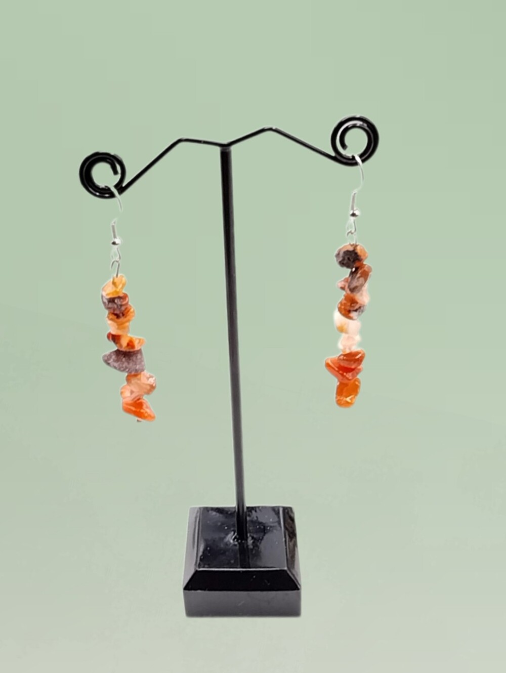Natural Carnelian Chip Dangle Earrings | Silver Hooks | NWOT